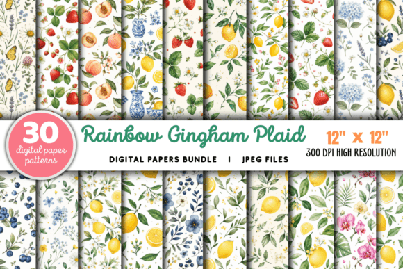 Download Rainbow Gingham Plaid Digital Papers - Plaid digital paper Collection