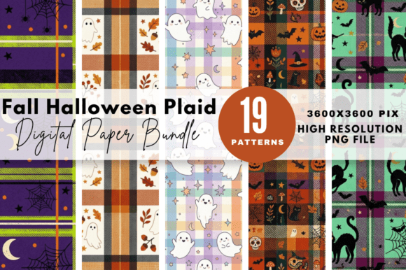 Download Fall Halloween Plaid Digital Paper Bundl - Plaid digital paper Collection