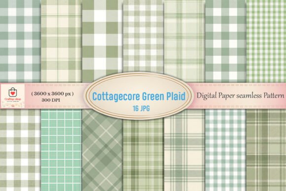 Download Cottagecore Green Plaid Digital Paper Bu - Plaid digital paper Collection