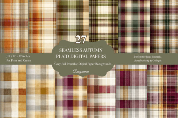 Download Seamless Autumn Plaid Digital Papers - Plaid digital paper Collection