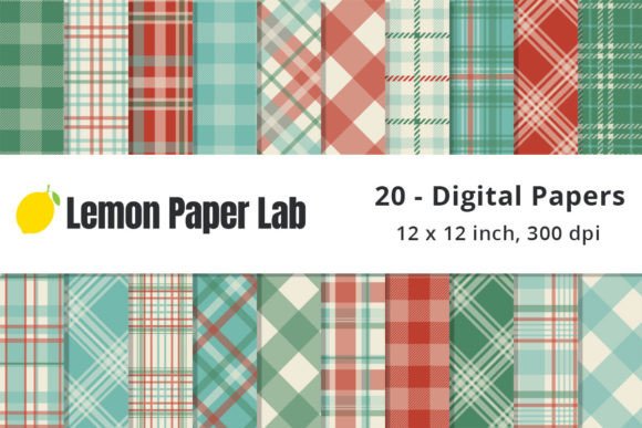 Download Vintage Christmas Plaid Digital Paper - Plaid digital paper Collection