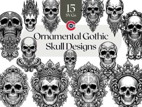 Download Ornamental Gothic Skull SVG Bundle - Ornament Collection