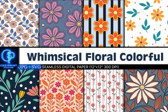 Download Whimsical Floral Colorful Digital Paper - Premium Resources