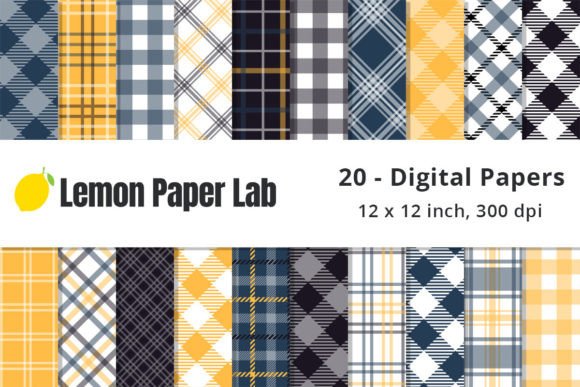 Download Blue and Yellow Plaid Digital Paper - Plaid digital paper Collection