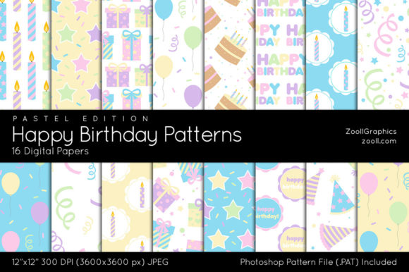 Download Happy Birthday Pastel Digital Papers - Pastel digital papers Collection