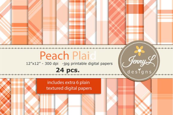 Download Peach Plaid Digital Papers, Pastel - Plaid digital paper Collection