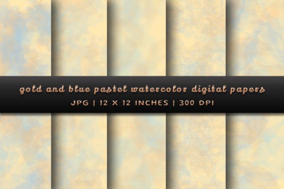 Download Gold and Blue Pastel Digital Papers - Premium Resources