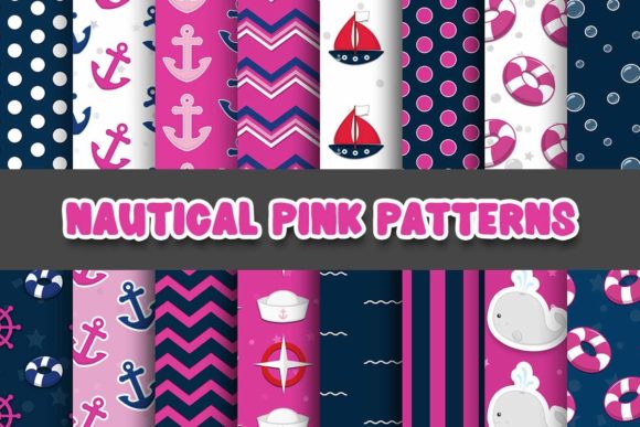 Download Nautical Pink Digital Papers Patterns - Premium Resources