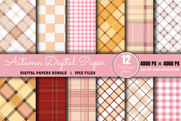 Download Autumn Plaid Digital Paper Bundle - Plaid digital paper Collection