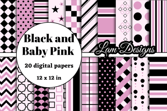 Download Black and Baby Pink Digital Papers - Premium Resources